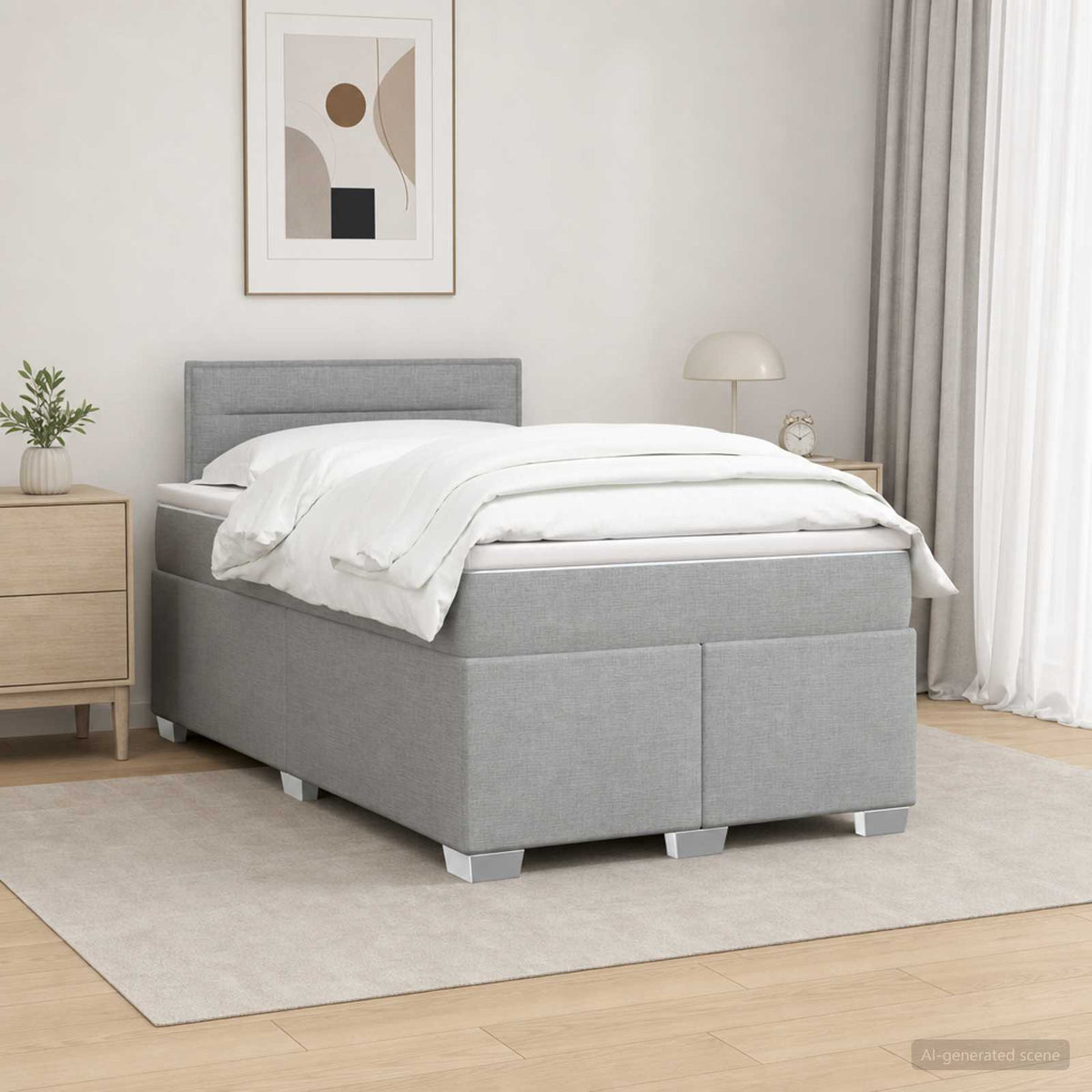 Boxspringbett mit Matratze und LED Hellgrau 120 x 200 cm Stoff