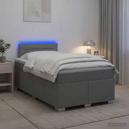 Boxspringbett mit Matratze und LED Hellgrau 120 x 200 cm Stoff