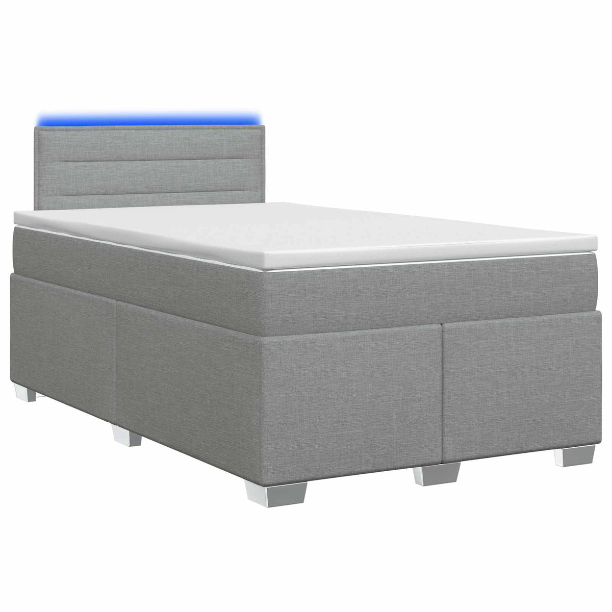 Boxspringbett mit Matratze und LED Hellgrau 120 x 190 cm Stoff