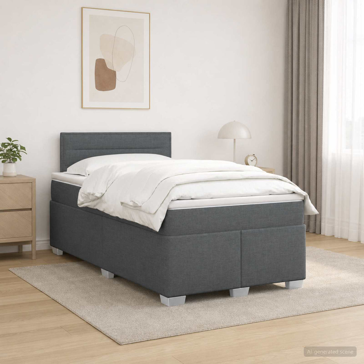 Boxspringbett mit Matratze und LED Dunkelgrau 120 x 190 cm