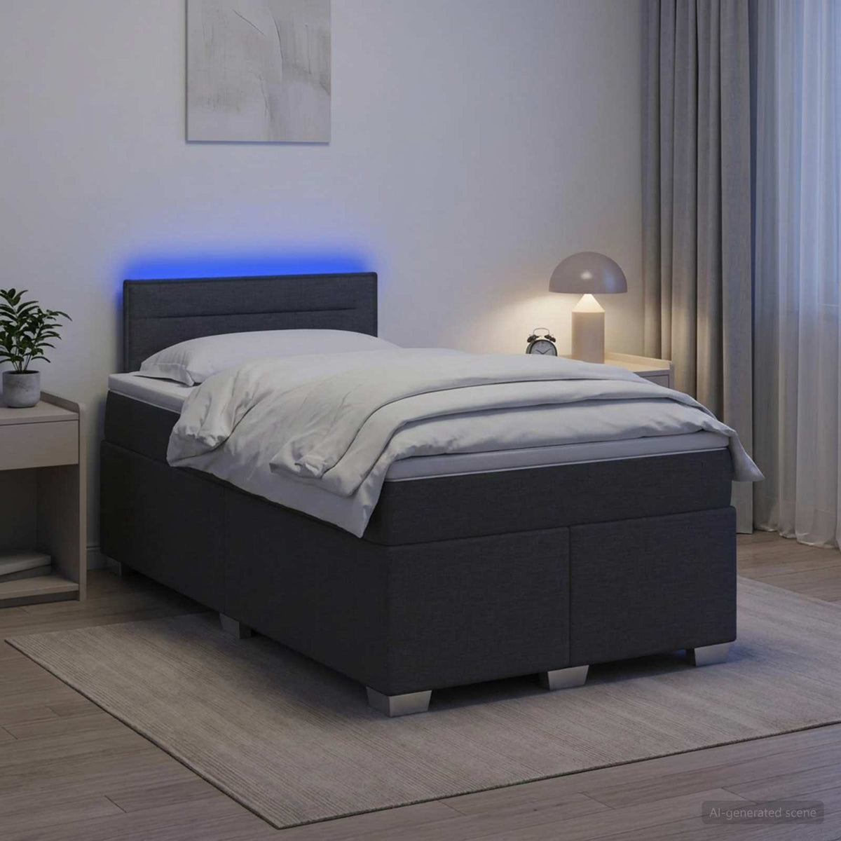 Boxspringbett mit Matratze und LED Dunkelgrau 120 x 190 cm