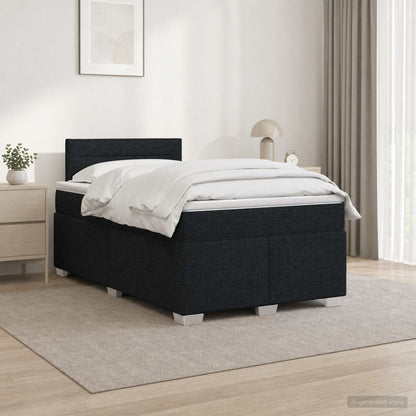Boxspringbett mit Matratze und LED Schwarz 120 x 200 cm Stoff