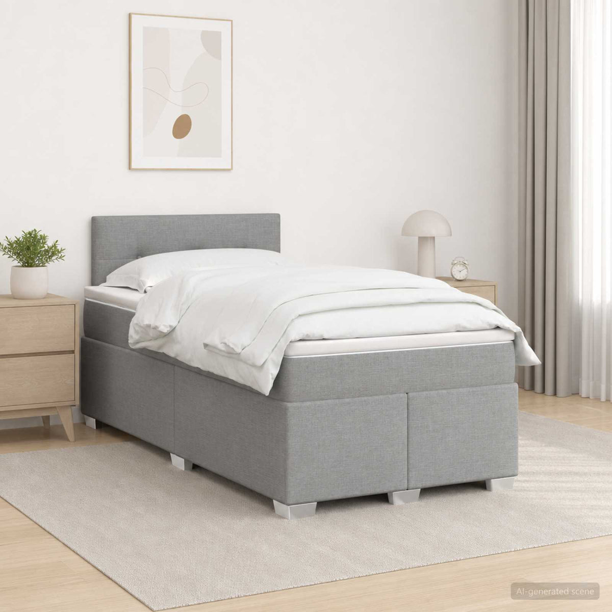 Boxspringbett mit Matratze und LED Hellgrau 120 x 190 cm Stoff