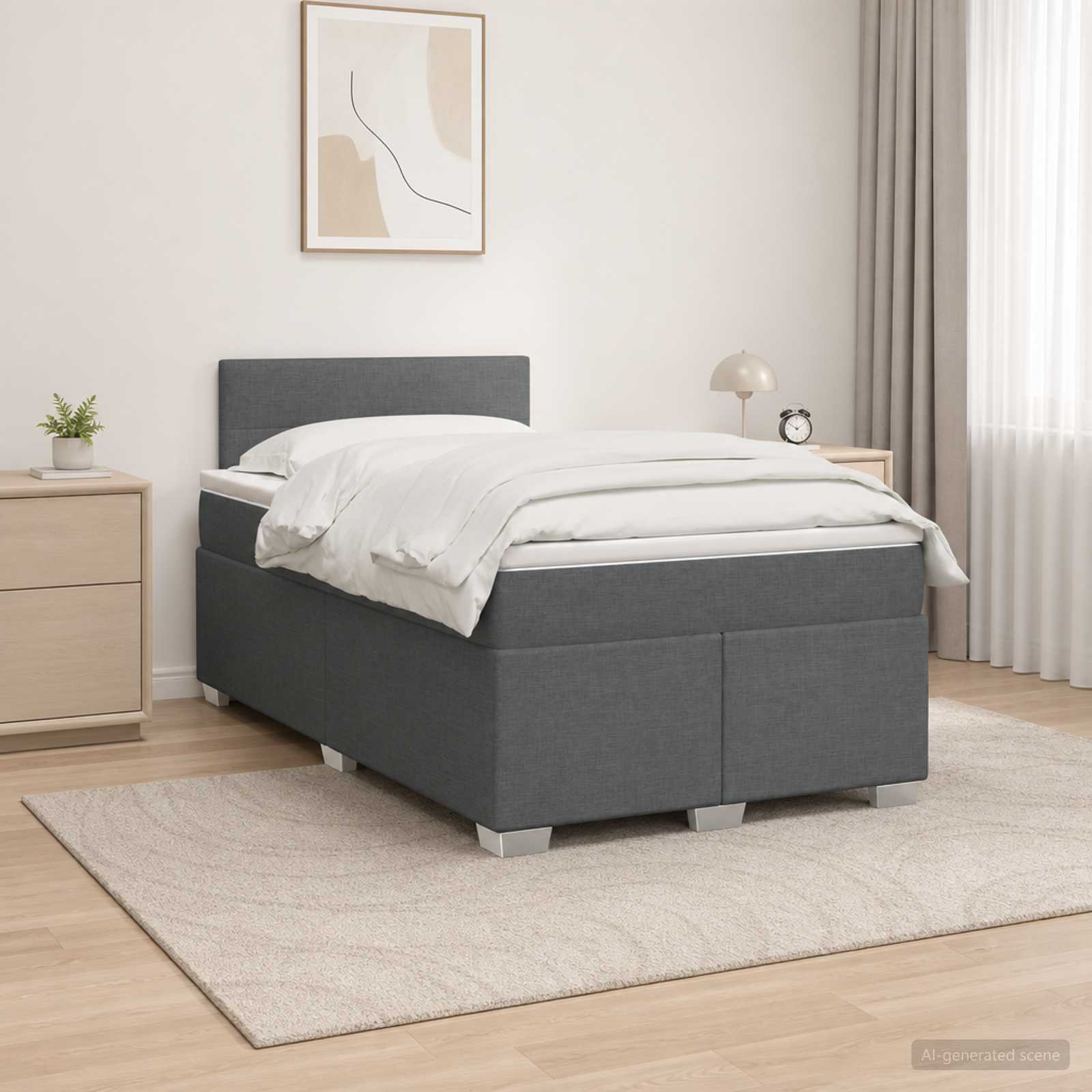 Boxspringbett mit Matratze und LED Dunkelgrau 120 x 190 cm