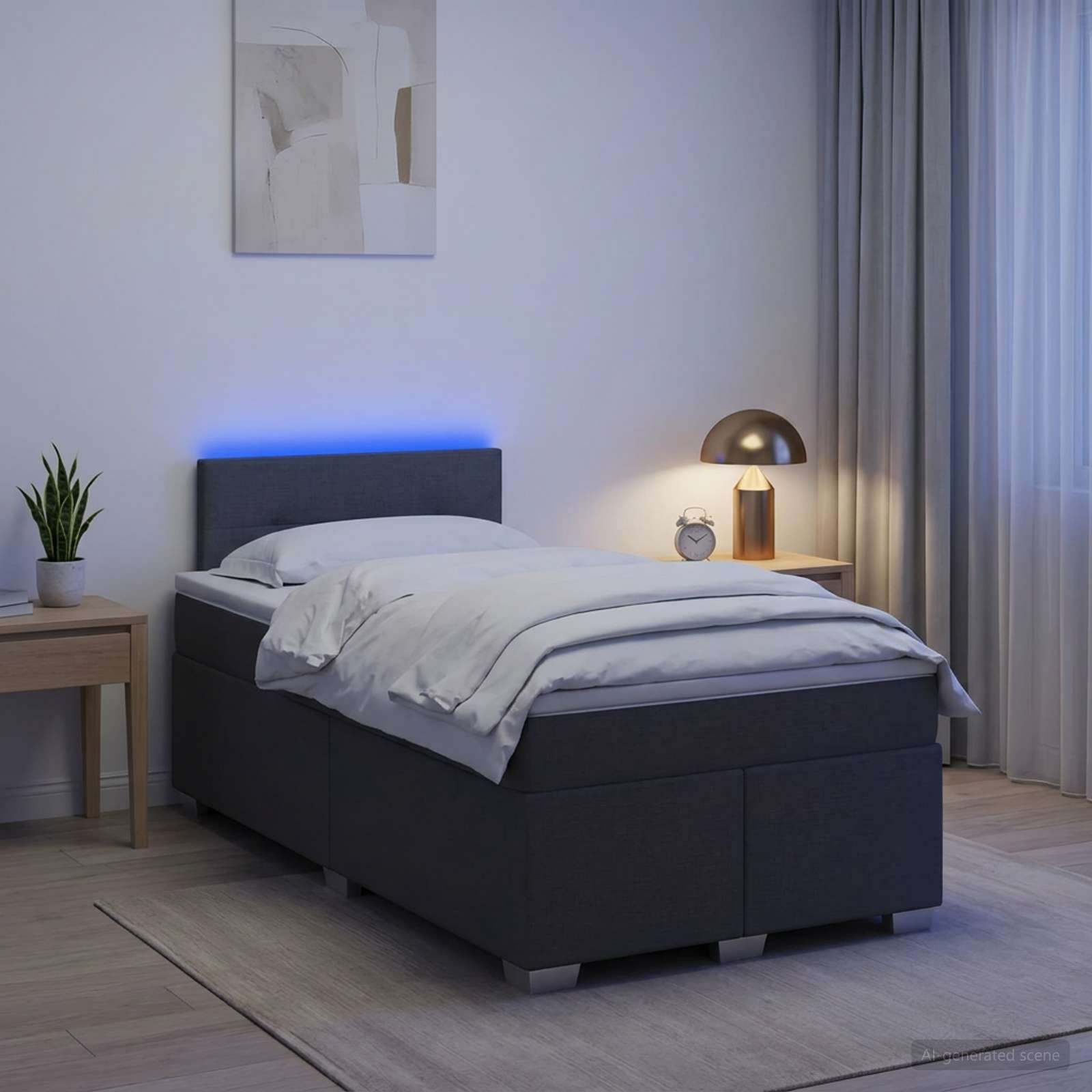 Boxspringbett mit Matratze und LED Dunkelgrau 120 x 190 cm