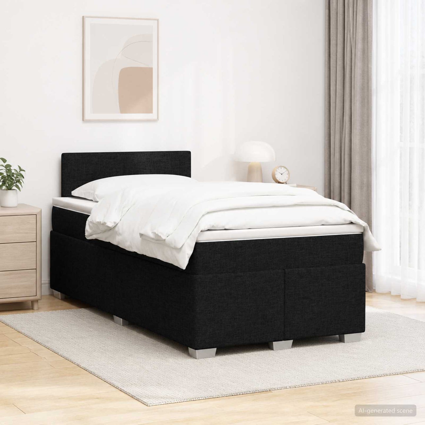 Boxspringbett mit Matratze und LED Schwarz 120 x 190 cm Stoff
