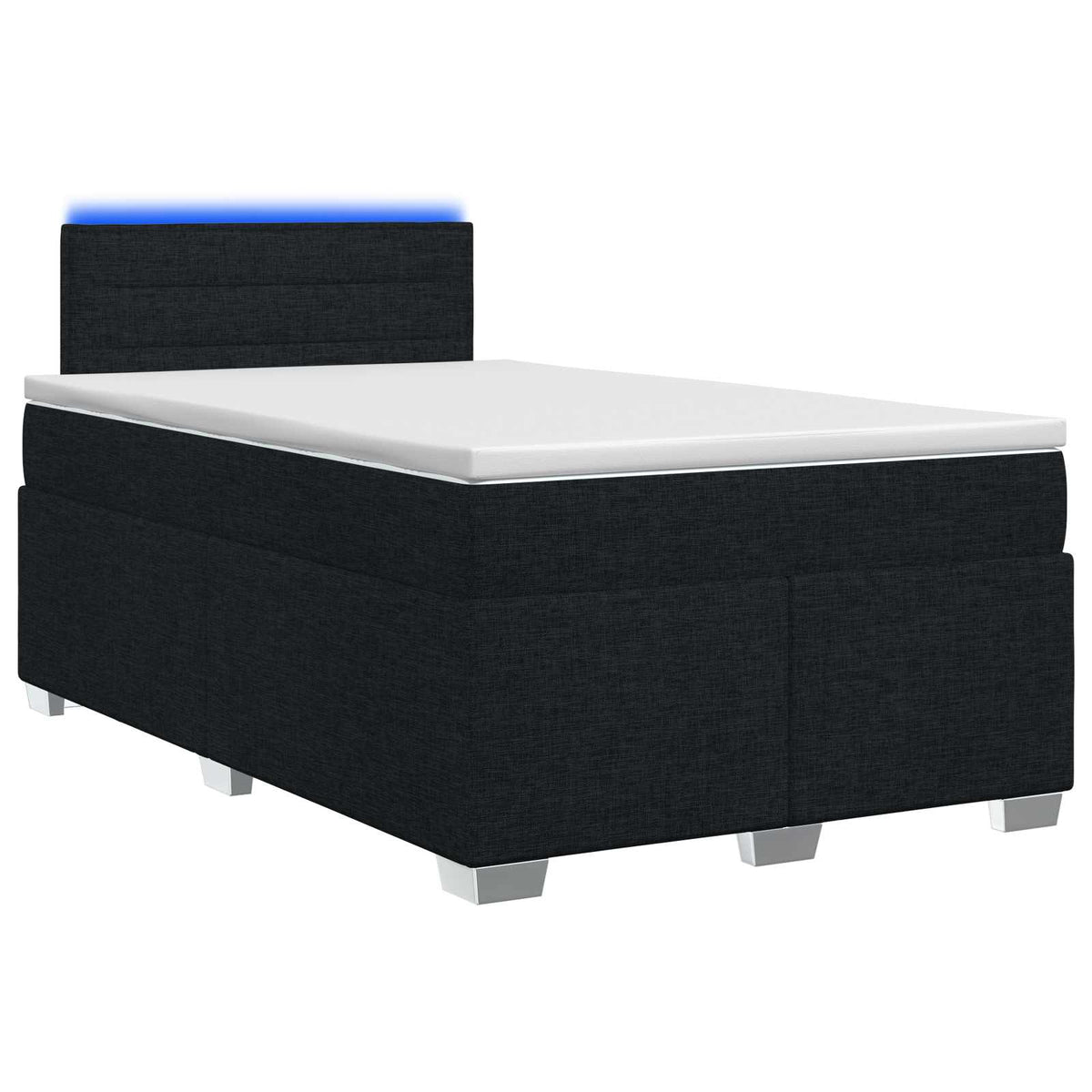 Boxspringbett mit Matratze und LED Schwarz 120 x 200 cm Stoff
