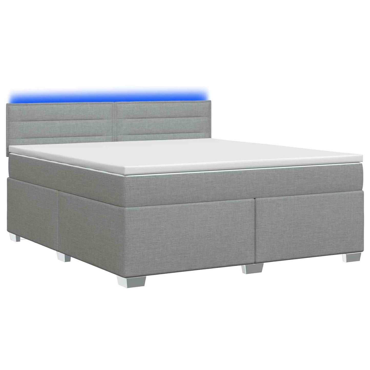 Boxspringbett mit Matratze und LED Hellgrau 140 x 190 cm Stoff
