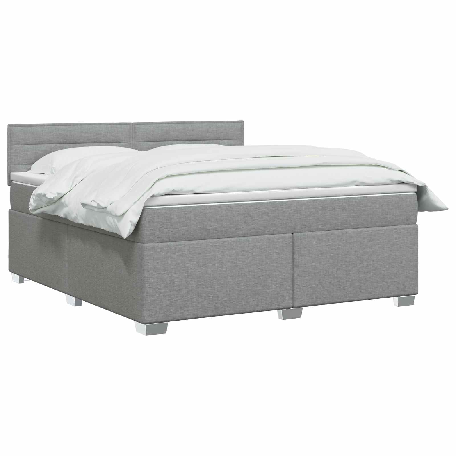Boxspringbett mit Matratze und LED Hellgrau 140 x 190 cm Stoff