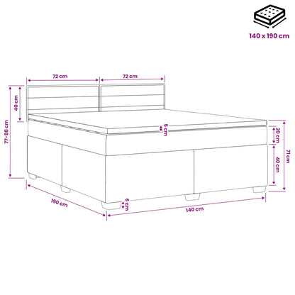 Boxspringbett mit Matratze und LED Dunkelgrau 140 x 190 cm