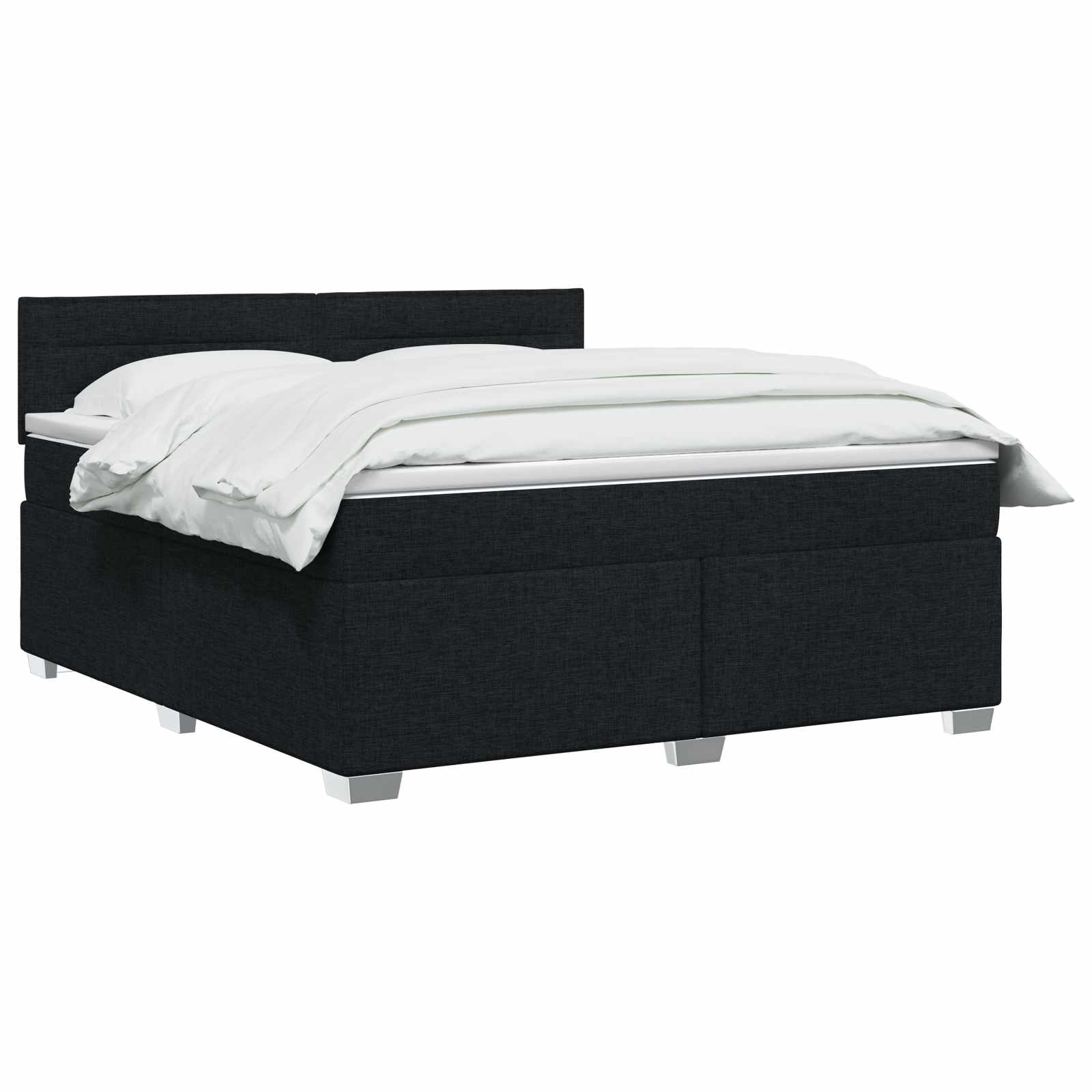 Boxspringbett mit Matratze und LED Schwarz 140 x 190 cm Stoff