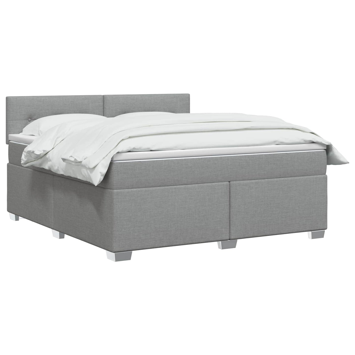 Boxspringbett mit Matratze und LED Hellgrau 140 x 190 cm Stoff