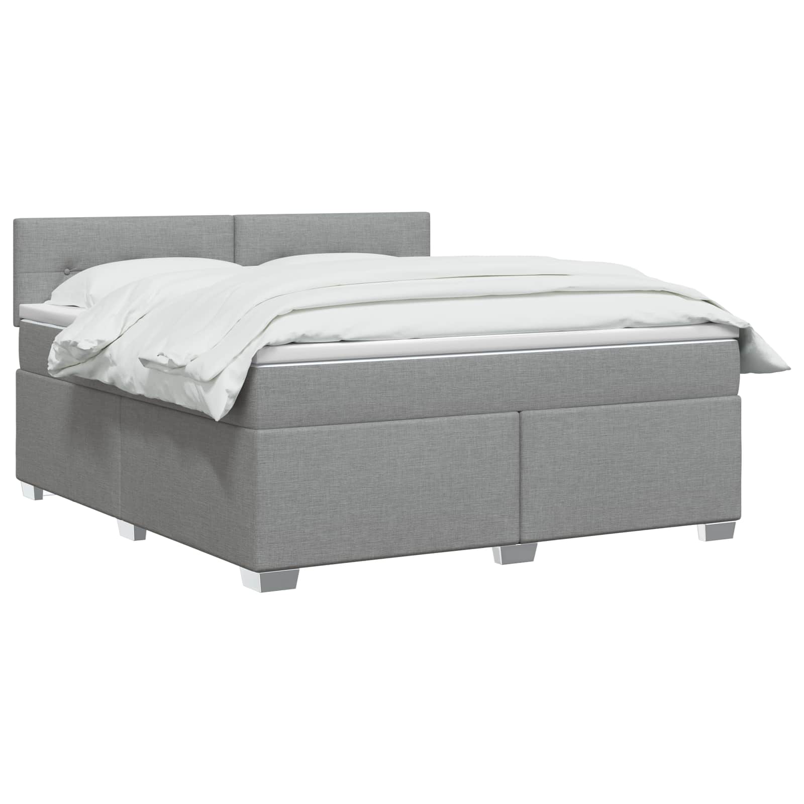 Boxspringbett mit Matratze und LED Hellgrau 140 x 190 cm Stoff