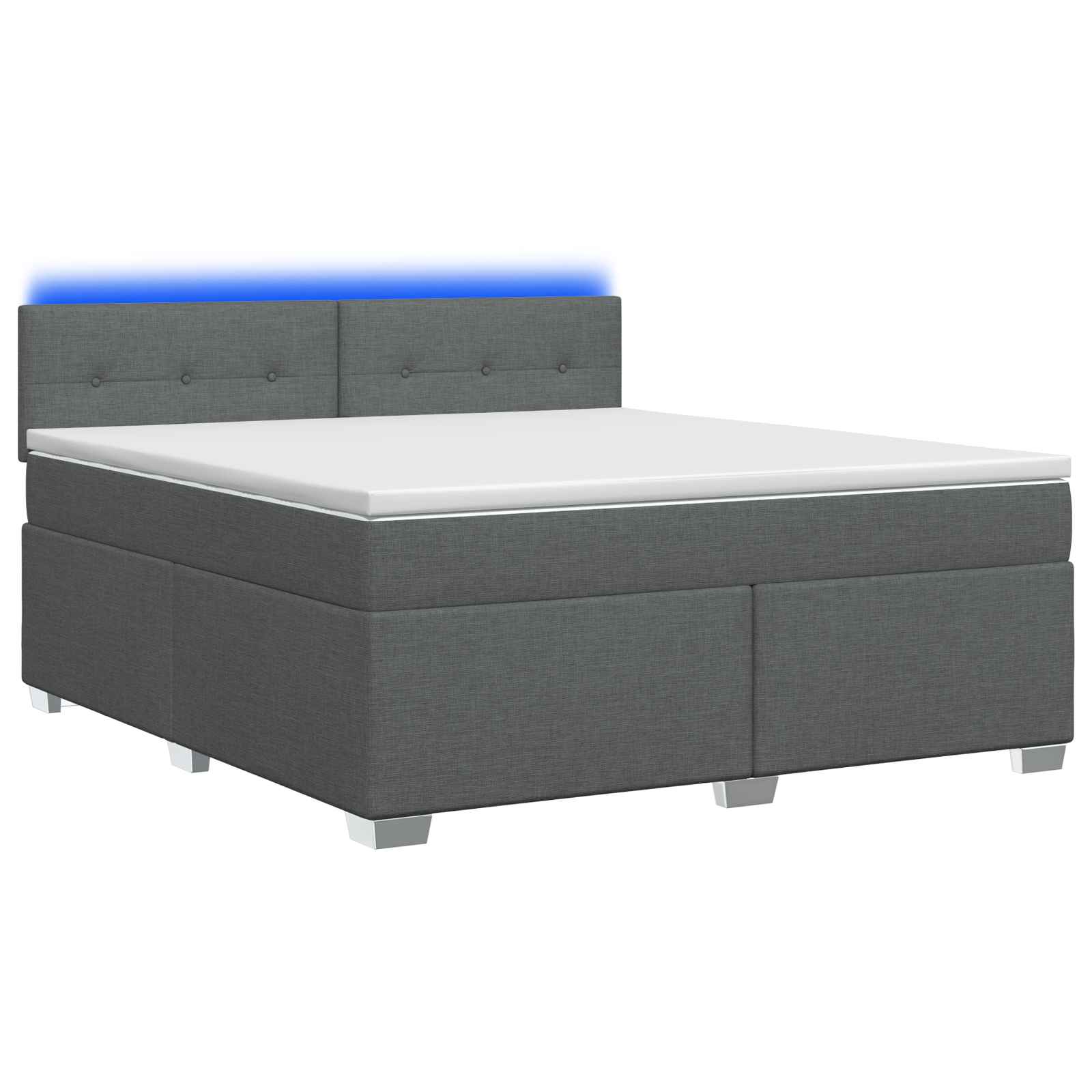 Boxspringbett mit Matratze und LED Dunkelgrau 140 x 190 cm