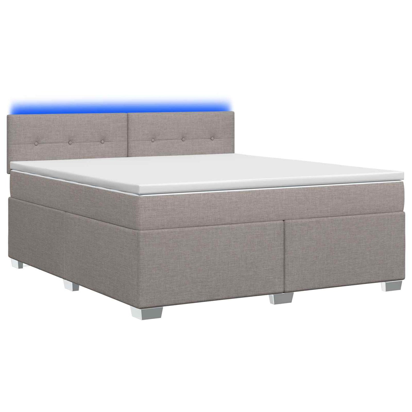 Boxspringbett mit Matratze und LED Taupe 140 x 190 cm Stoff