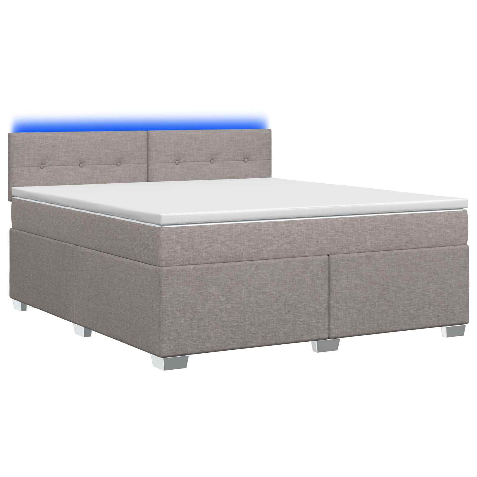 Boxspringbett mit Matratze und LED Taupe 140 x 190 cm Stoff