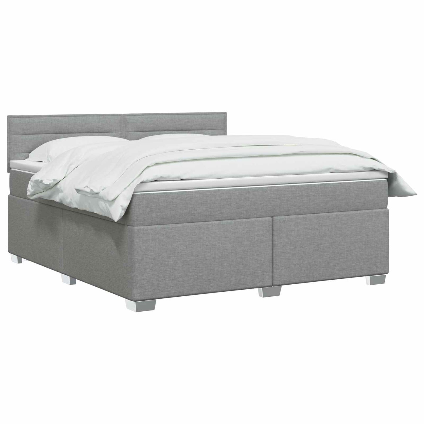 Boxspringbett mit Matratze und LED Hellgrau 140 x 200 cm Stoff
