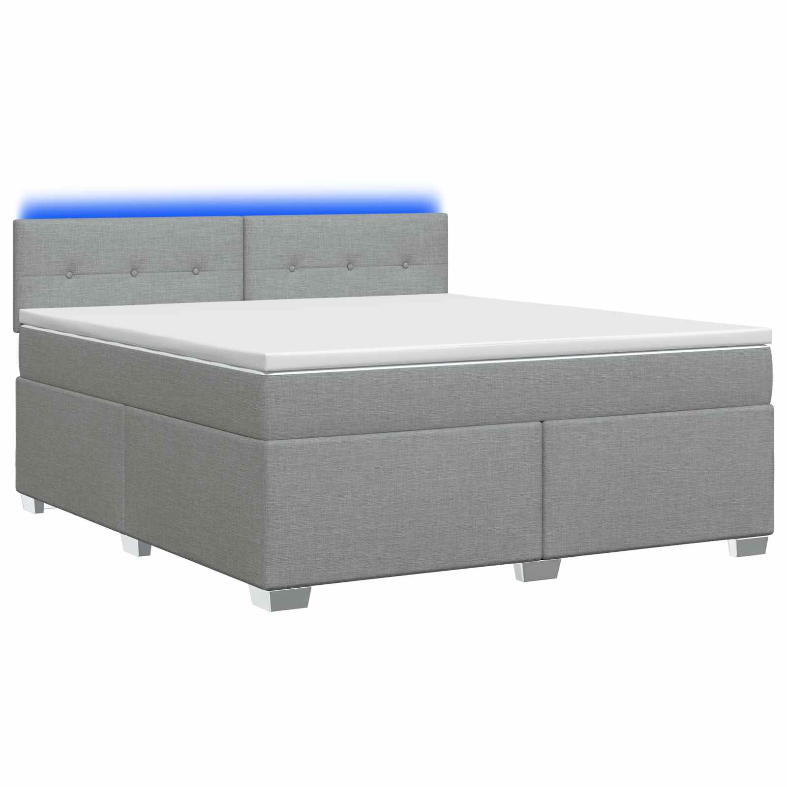 Boxspringbett mit Matratze und LED Hellgrau 140 x 200 cm Stoff