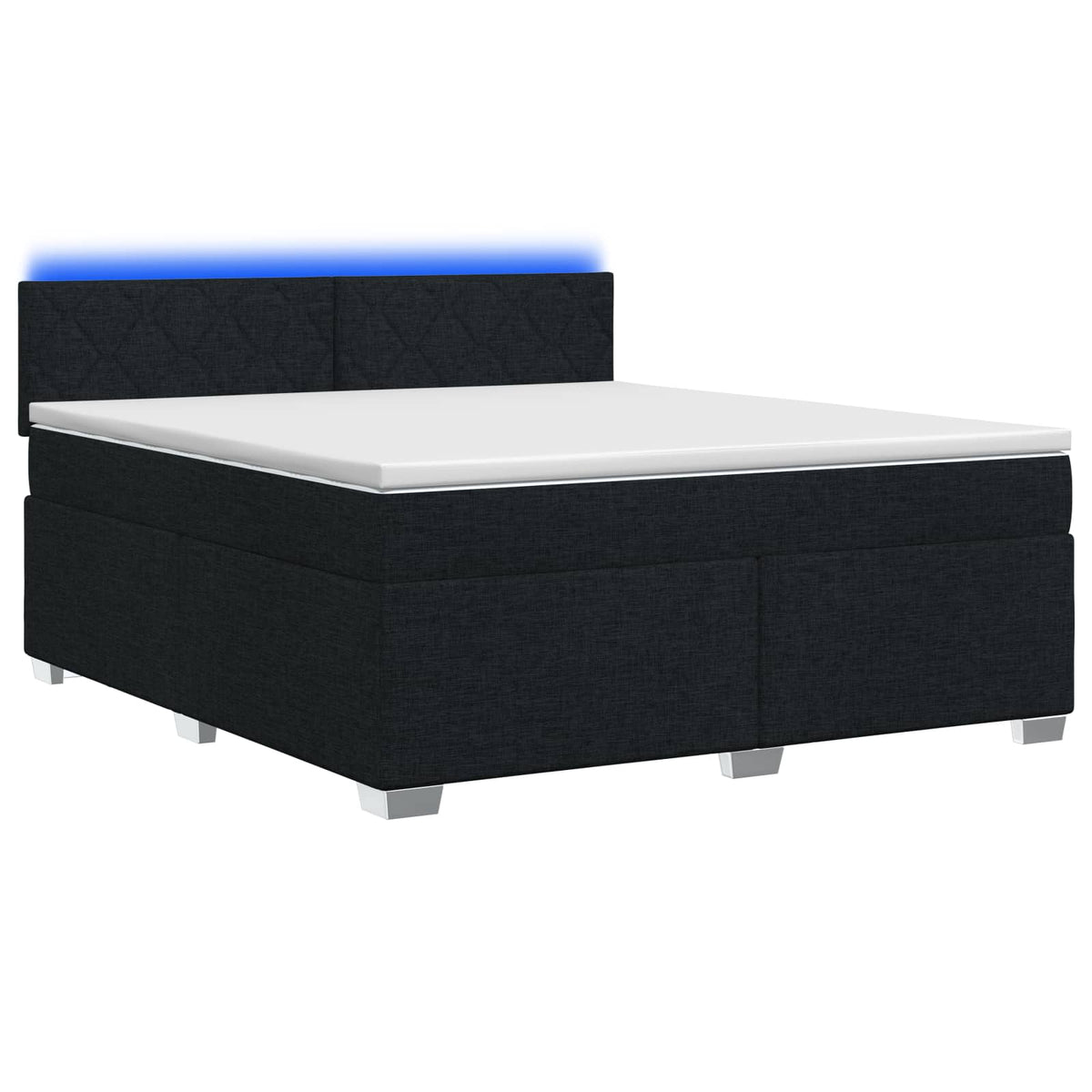 Boxspringbett mit Matratze und LED Schwarz 140 x 200 cm Stoff