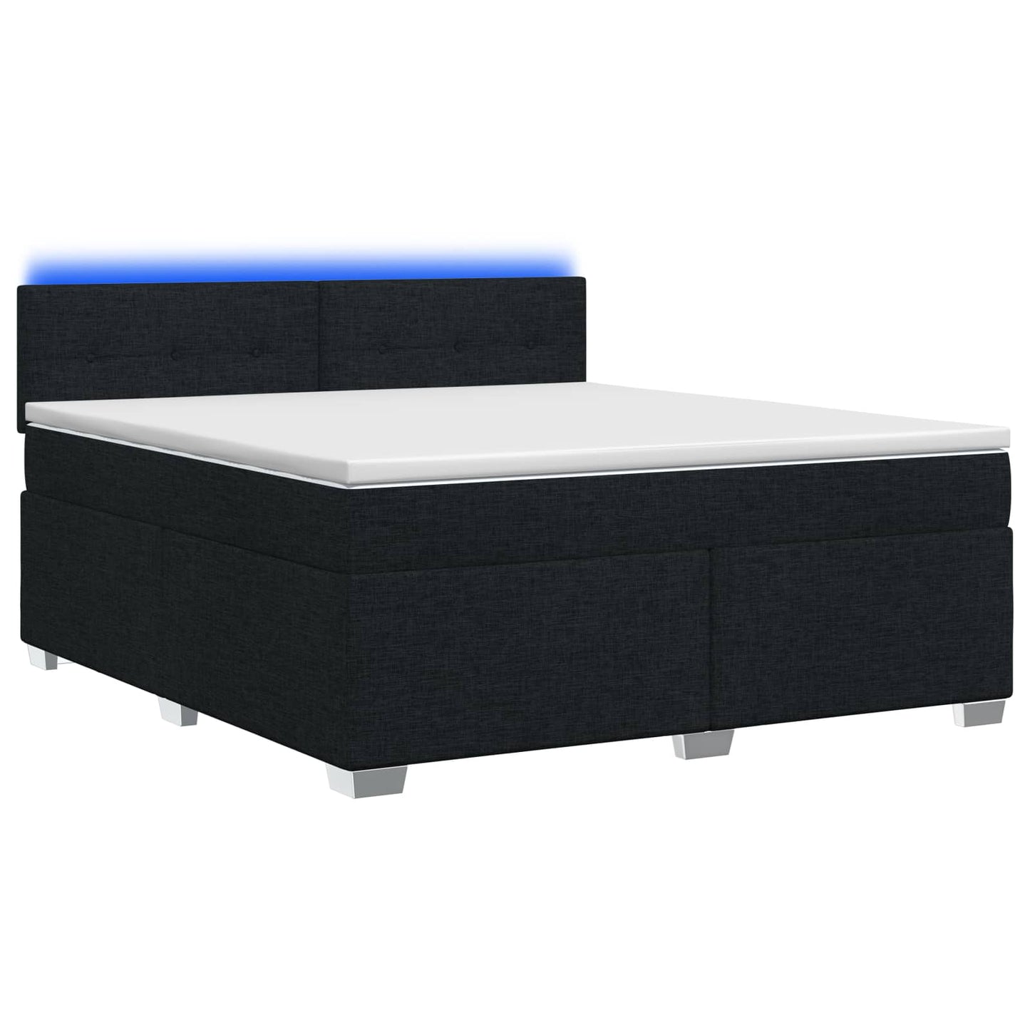 Boxspringbett mit Matratze und LED Schwarz 160 x 200 cm Stoff
