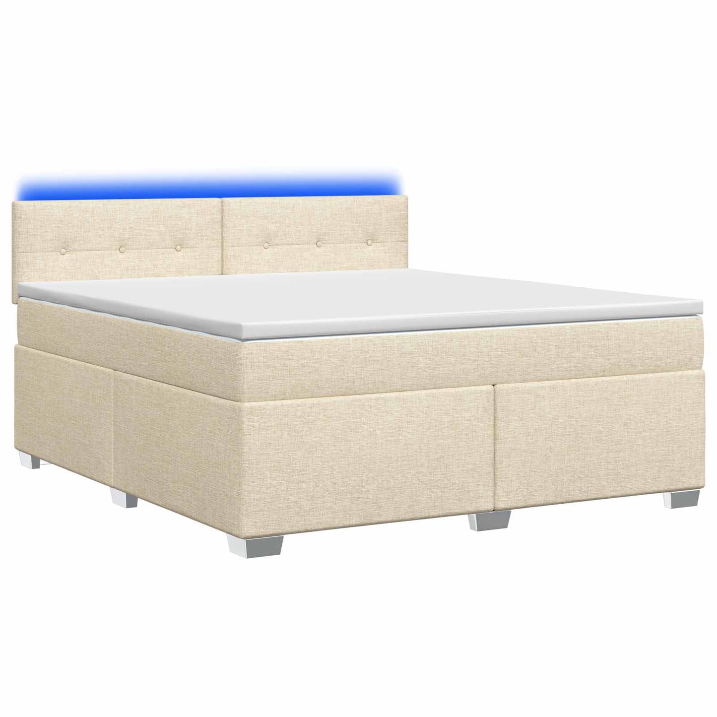 Boxspringbett mit Matratze und LED Creme 160 x 200 cm Stoff