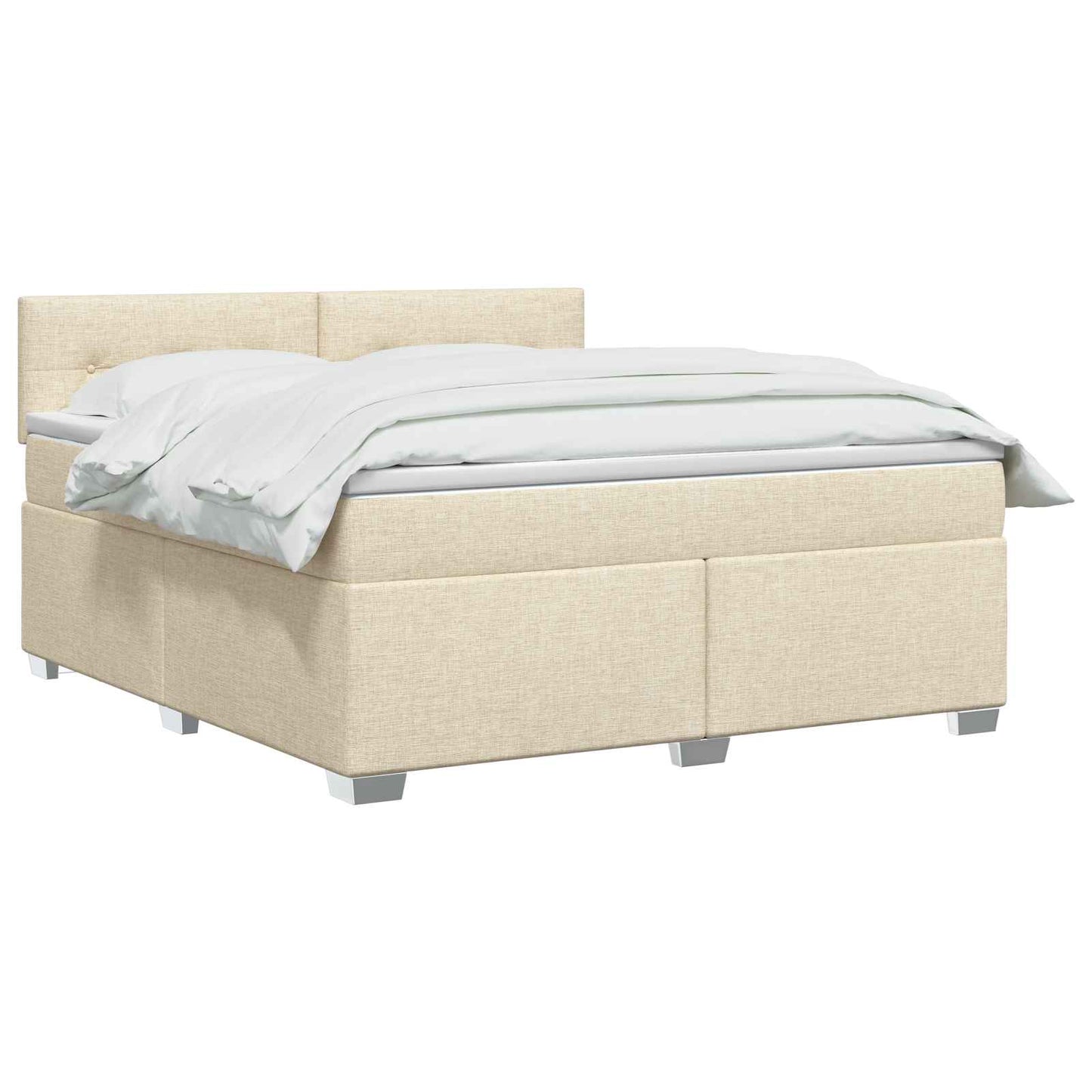 Boxspringbett mit Matratze und LED Creme 160 x 200 cm Stoff