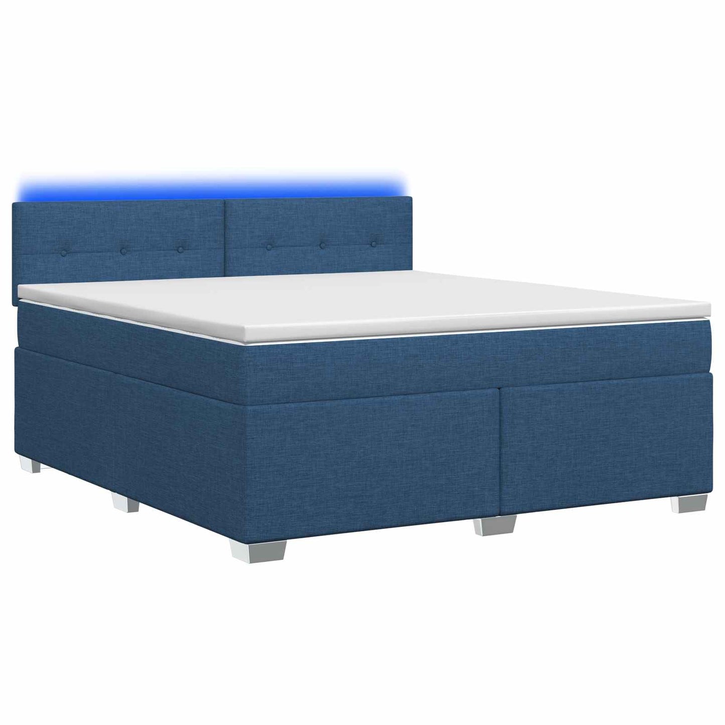 Boxspringbett mit Matratze und LED Blau 160 x 200 cm Stoff
