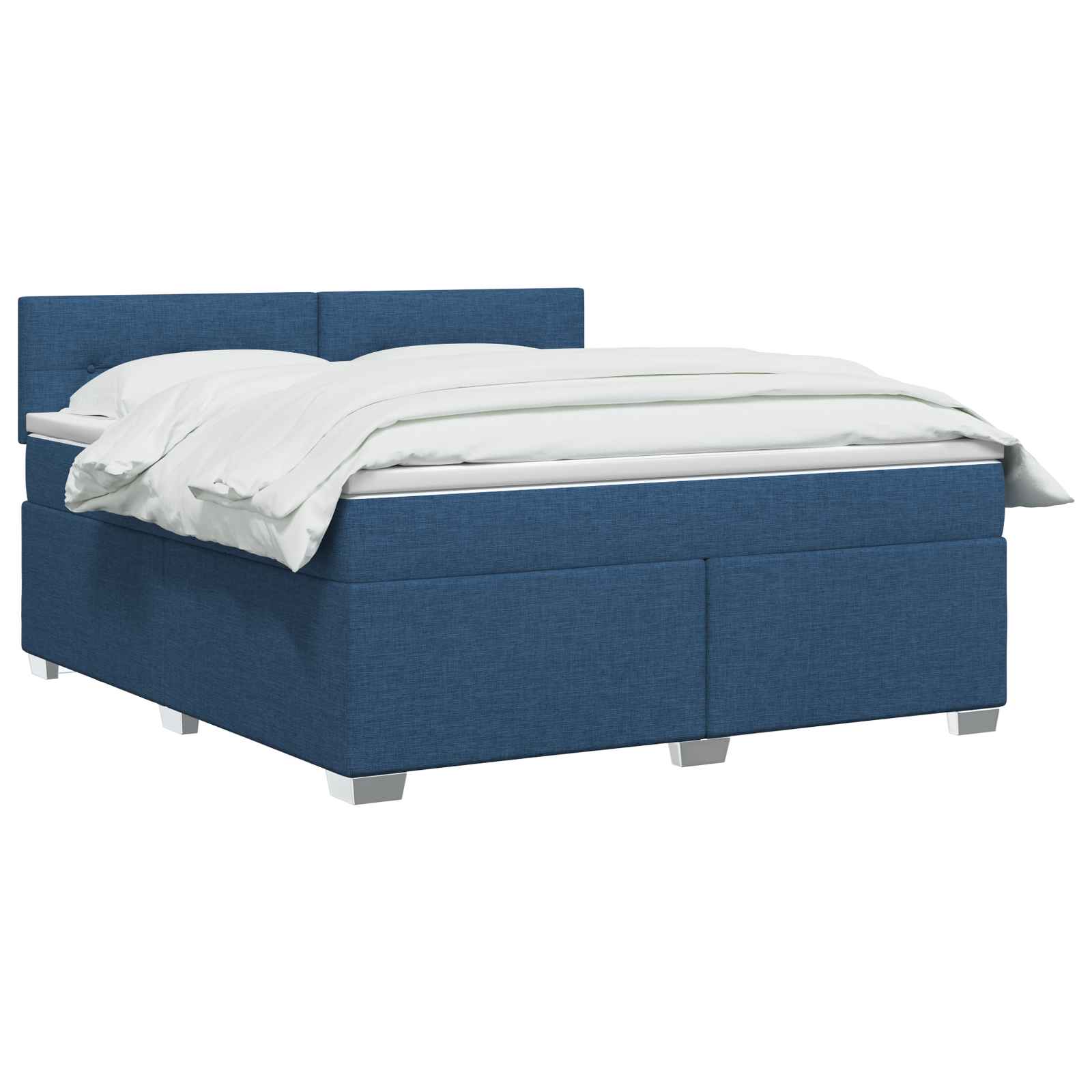 Boxspringbett mit Matratze und LED Blau 160 x 200 cm Stoff