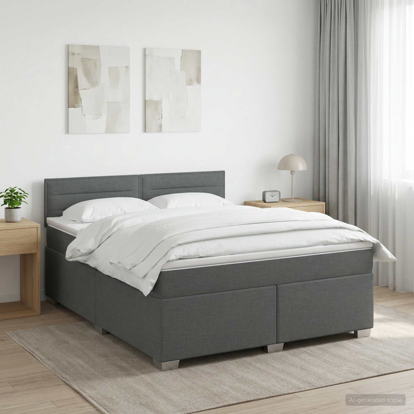 Boxspringbett mit Matratze und LED Dunkelgrau 140 x 190 cm