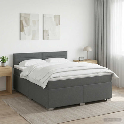 Boxspringbett mit Matratze und LED Dunkelgrau 140 x 190 cm