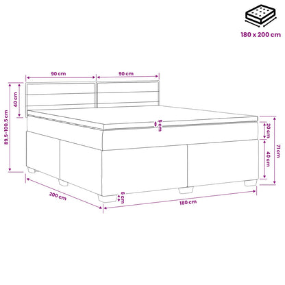 Boxspringbett mit Matratze und LED Dunkelgrau 180 x 200 cm