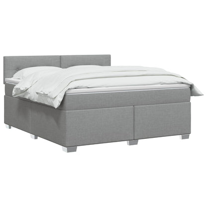 Boxspringbett mit Matratze und LED Hellgrau 180 x 200 cm Stoff