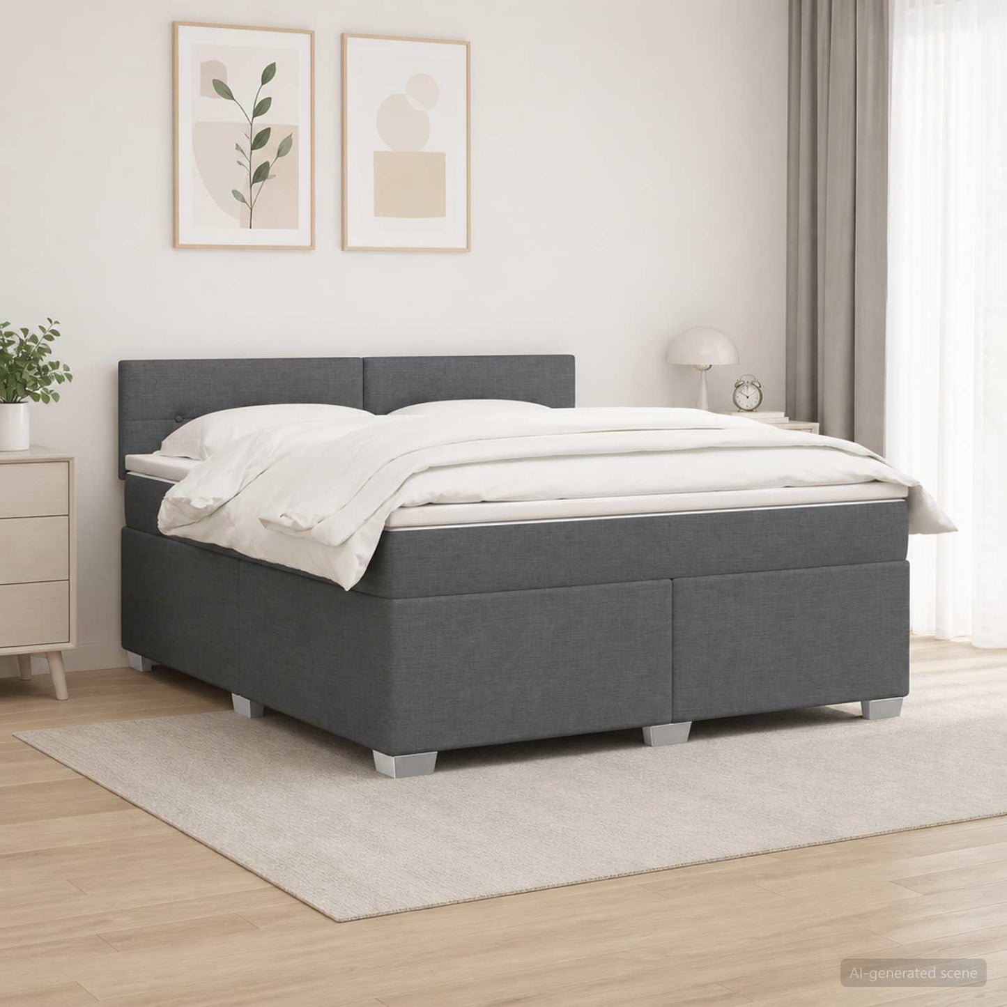 Boxspringbett mit Matratze und LED Dunkelgrau 140 x 190 cm