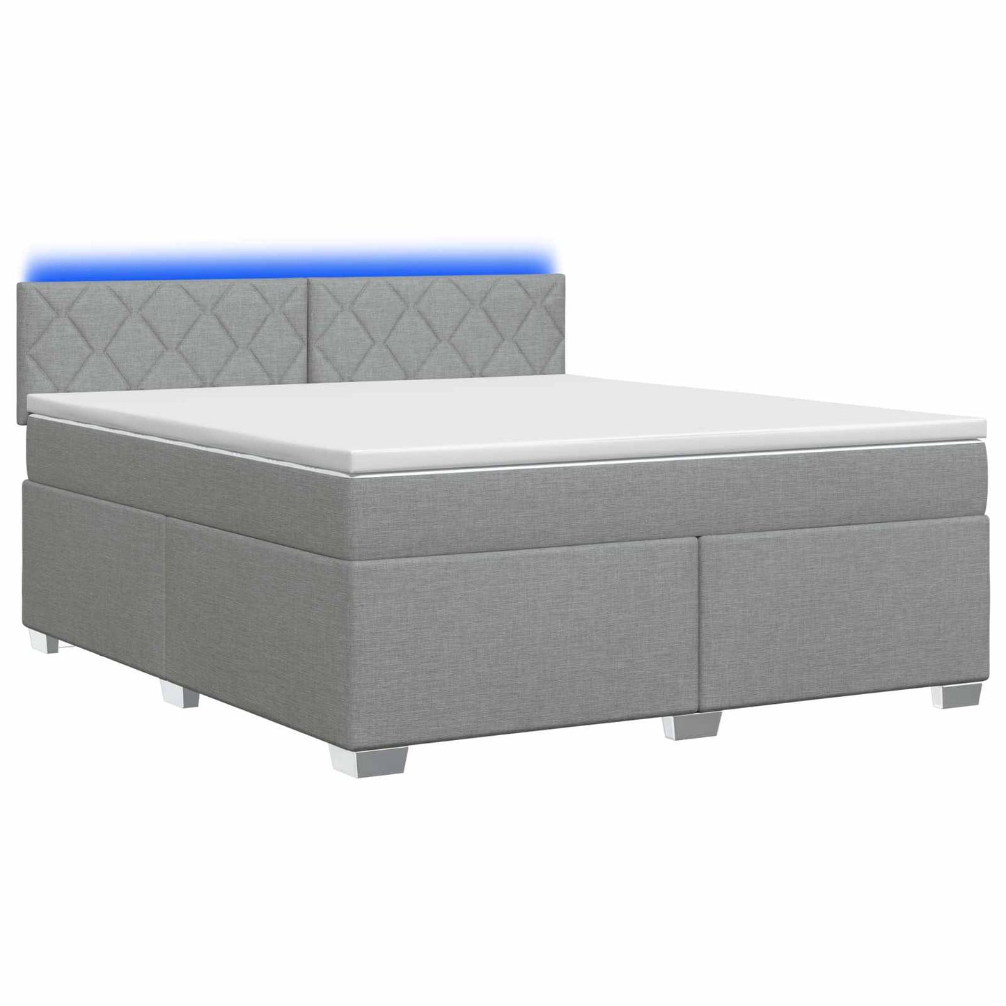 Boxspringbett mit Matratze und LED Hellgrau 180 x 200 cm Stoff