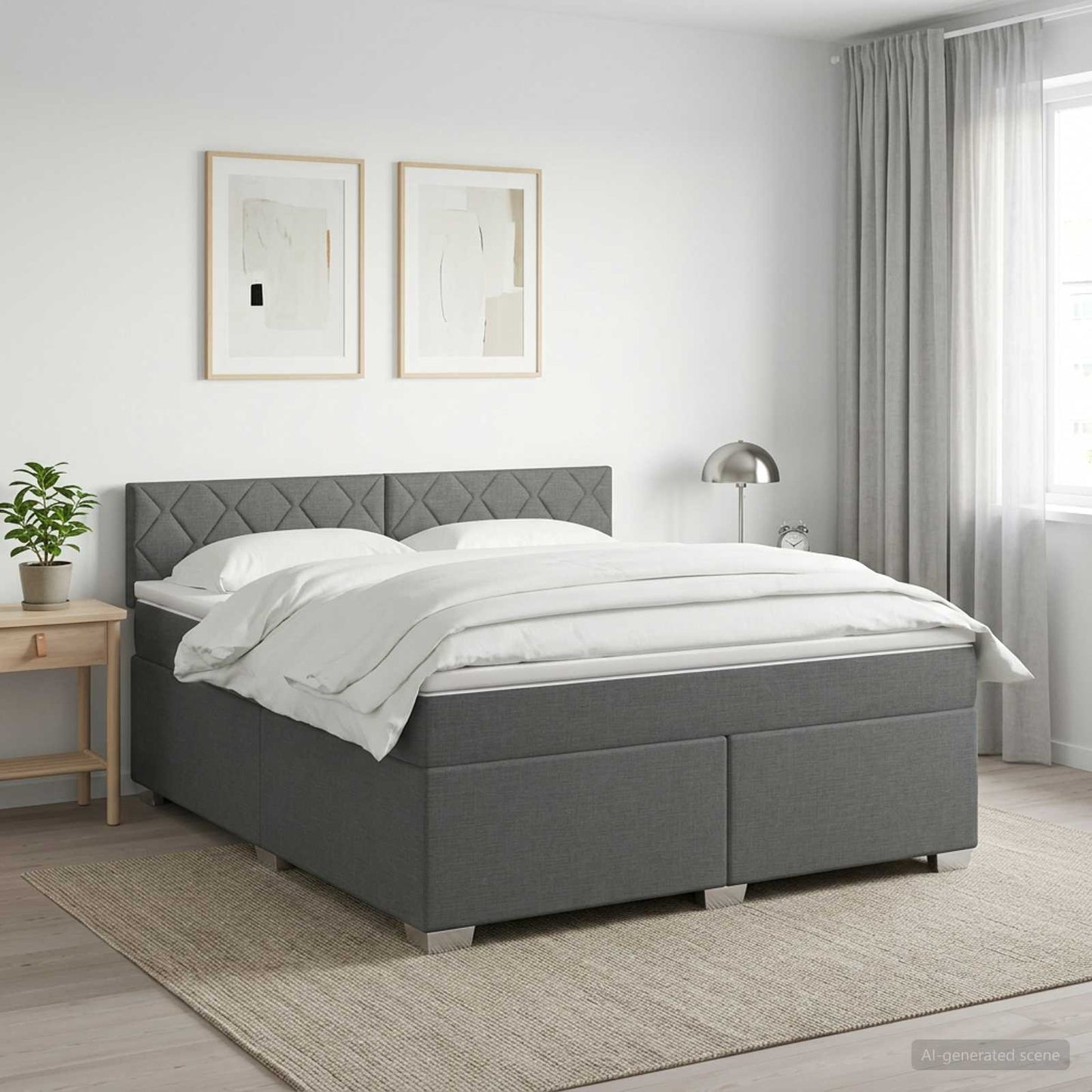 Boxspringbett mit Matratze und LED Dunkelgrau 180 x 200 cm