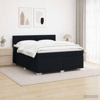 Boxspringbett mit Matratze und LED Schwarz 160 x 200 cm Stoff