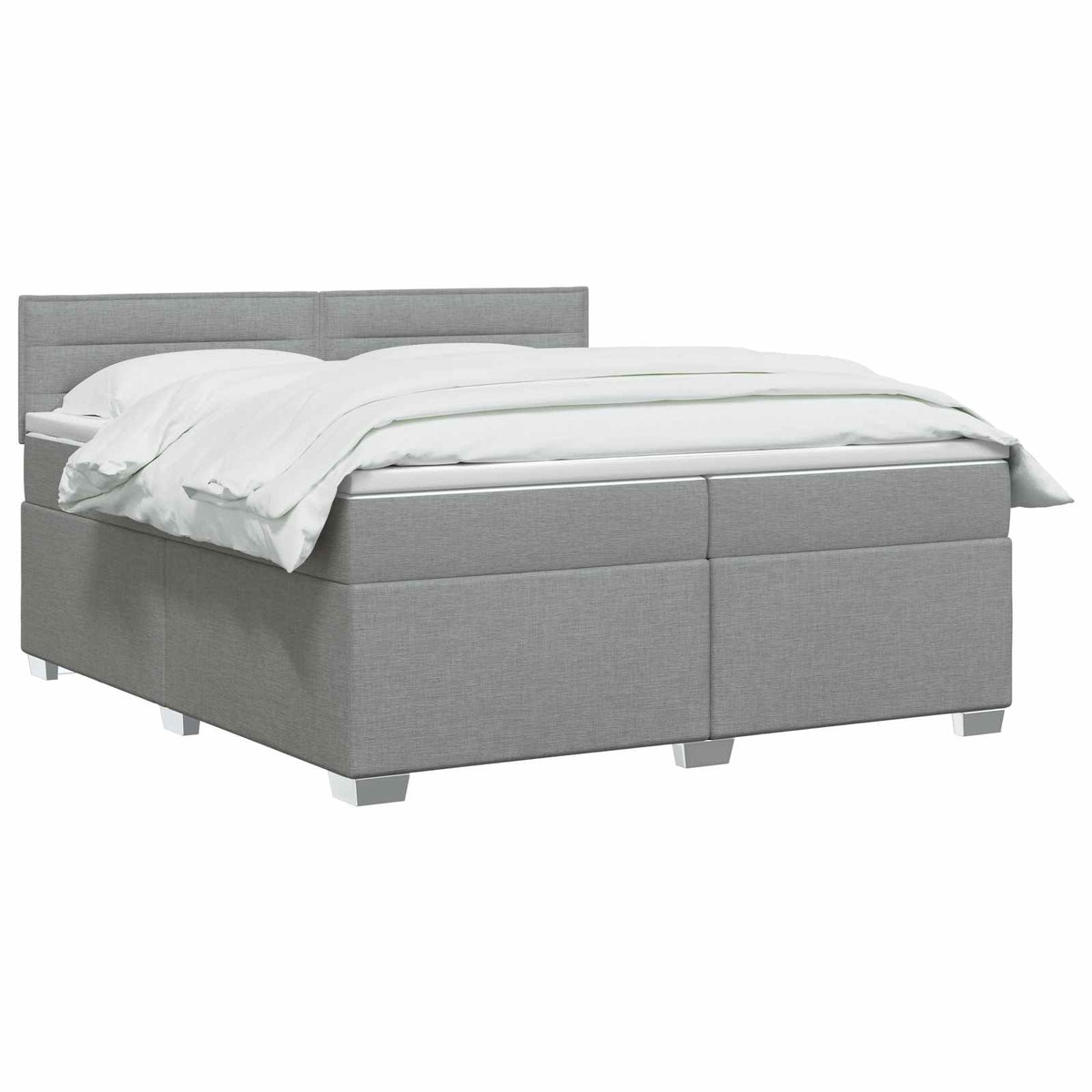 Boxspringbett mit Matratze und LED Hellgrau 200 x 200 cm Stoff