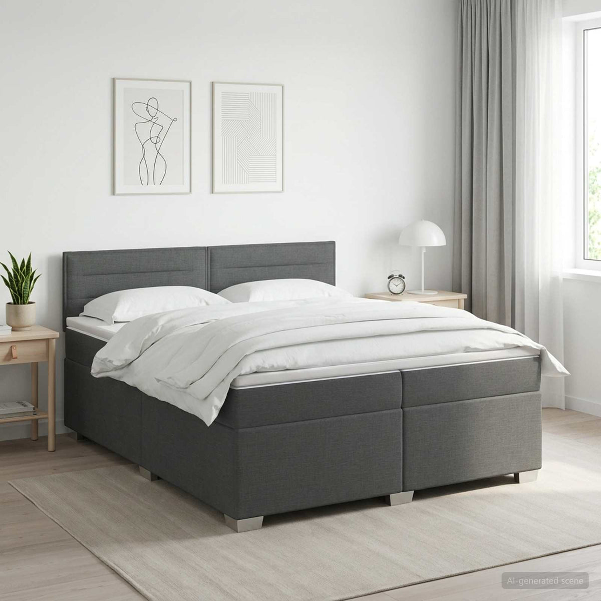 Boxspringbett mit Matratze und LED Dunkelgrau 200 x 200 cm