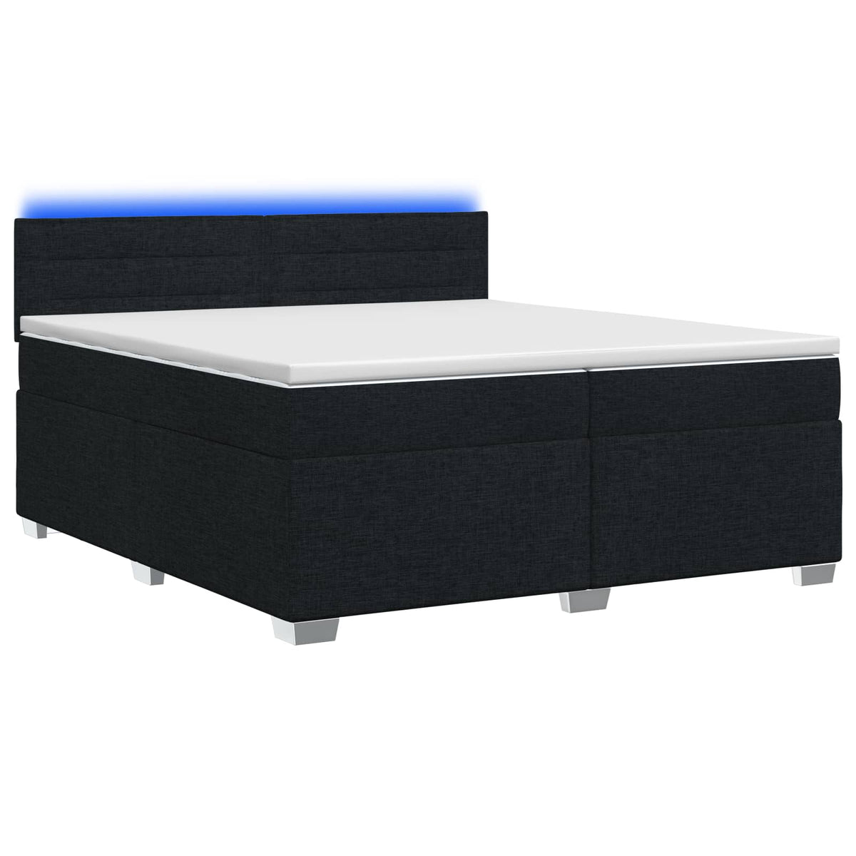 Boxspringbett mit Matratze und LED Schwarz 200 x 200 cm Stoff