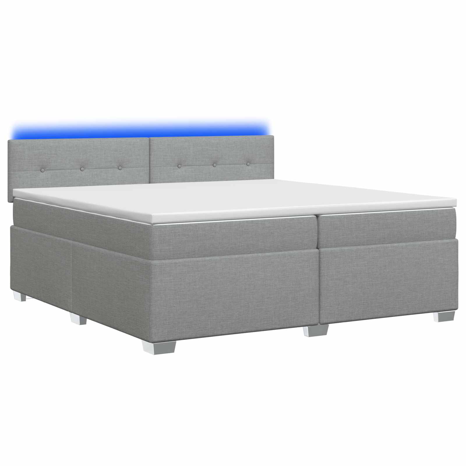 Boxspringbett mit Matratze und LED Hellgrau 200 x 200 cm Stoff