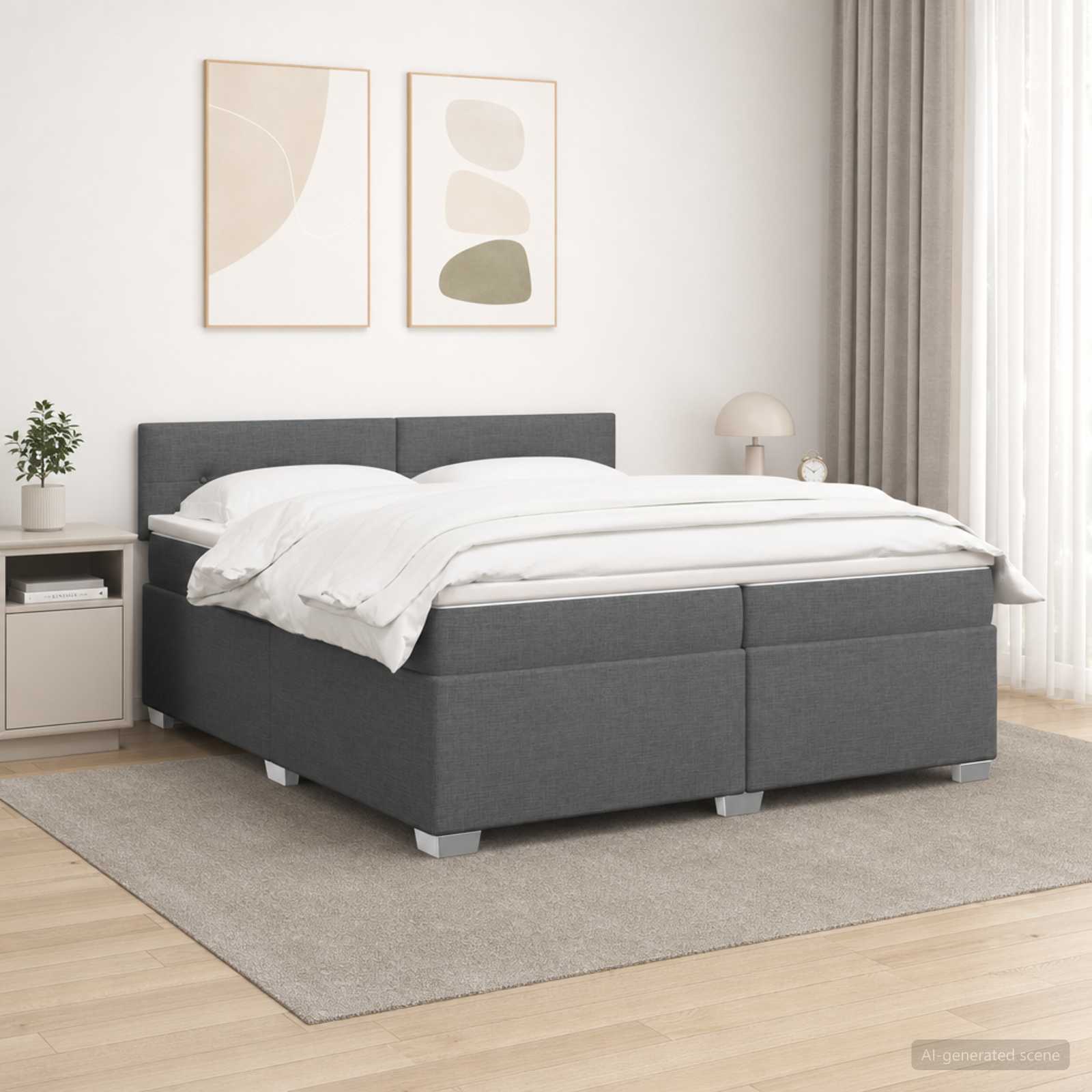 Boxspringbett mit Matratze und LED Dunkelgrau 200 x 200 cm