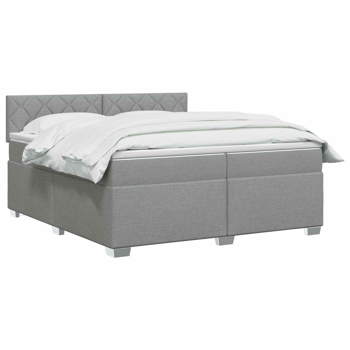 Boxspringbett mit Matratze und LED Hellgrau 200 x 200 cm Stoff