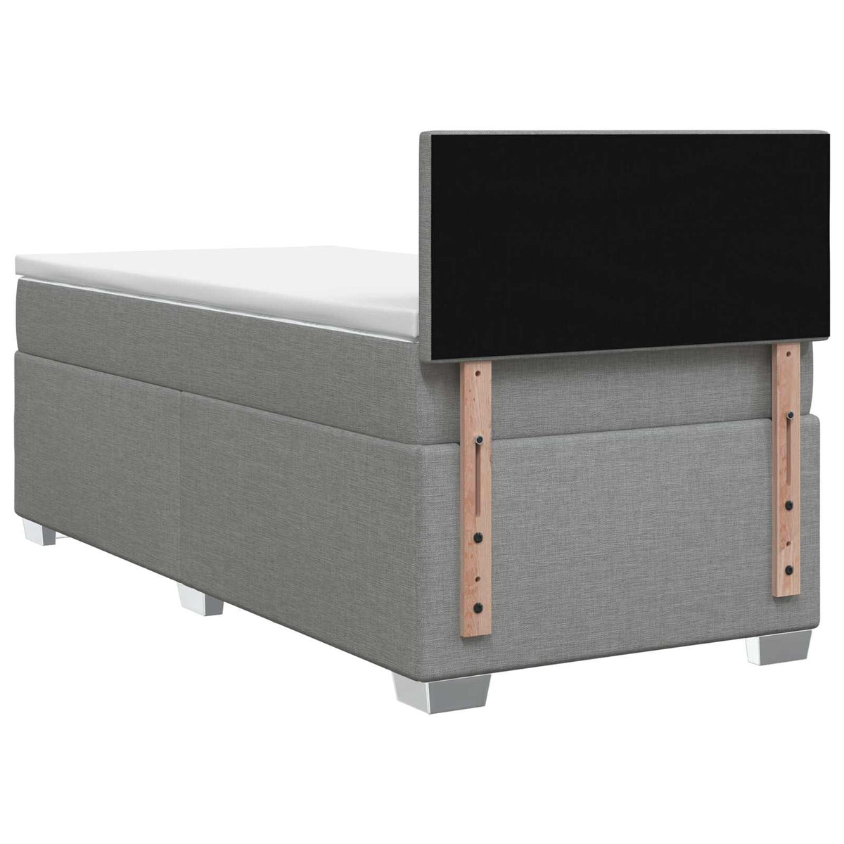 Boxspringbett mit Matratze und LED Hellgrau Einzeln Stoff
