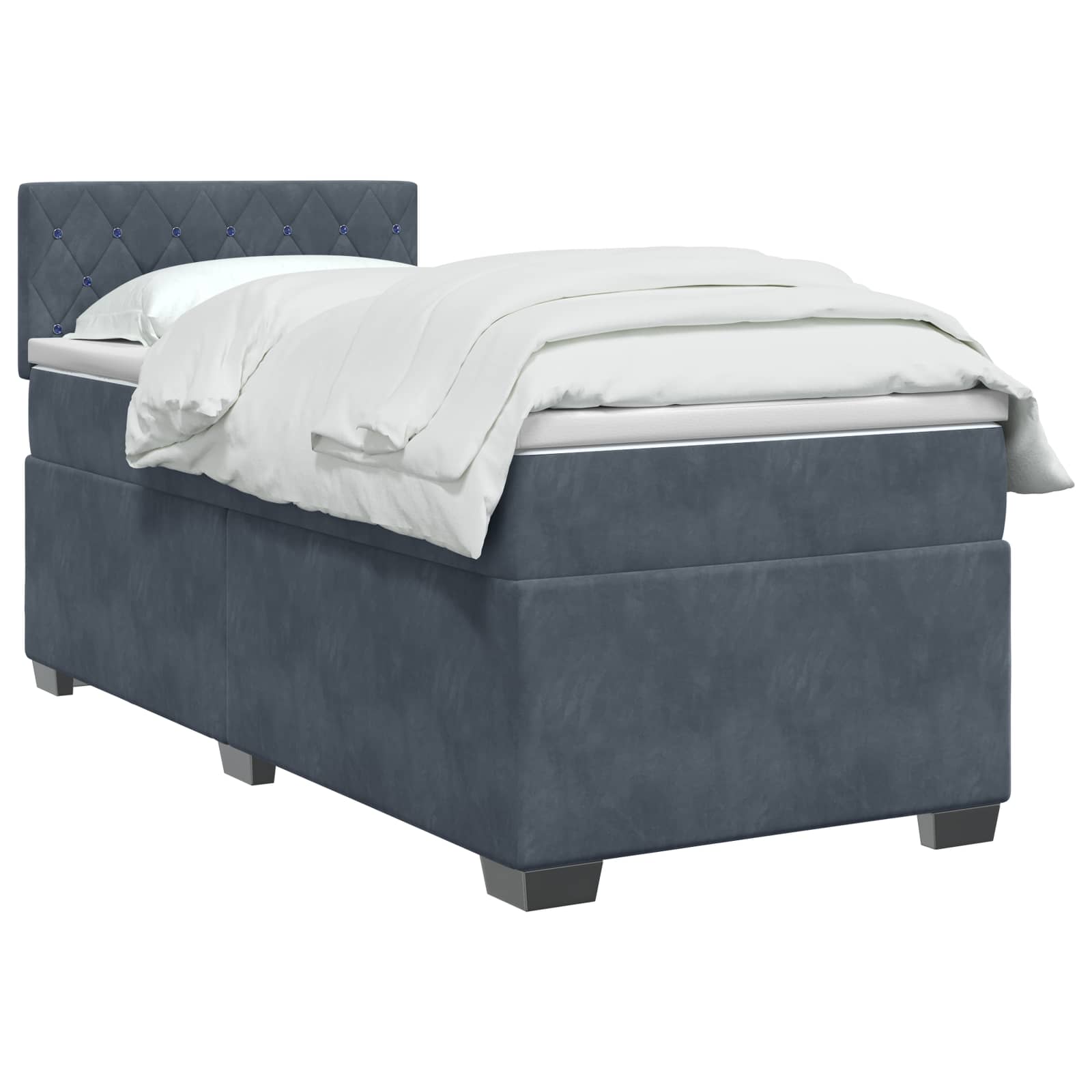 Boxspringbett mit Matratze und LED Dunkelgrau 80 x 200 cm Samt