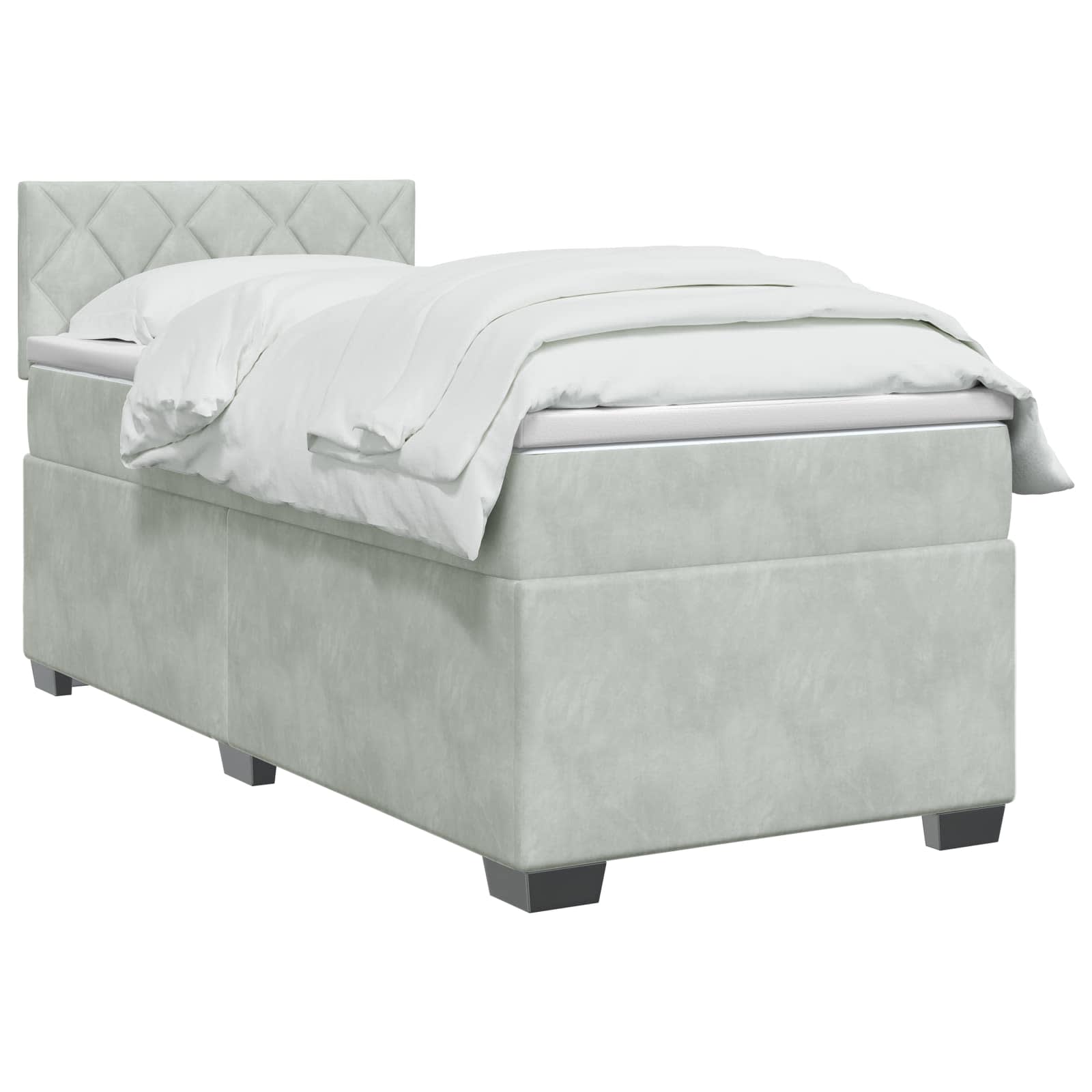 Boxspringbett mit Matratze und LED Hellgrau 80 x 200 cm Samt