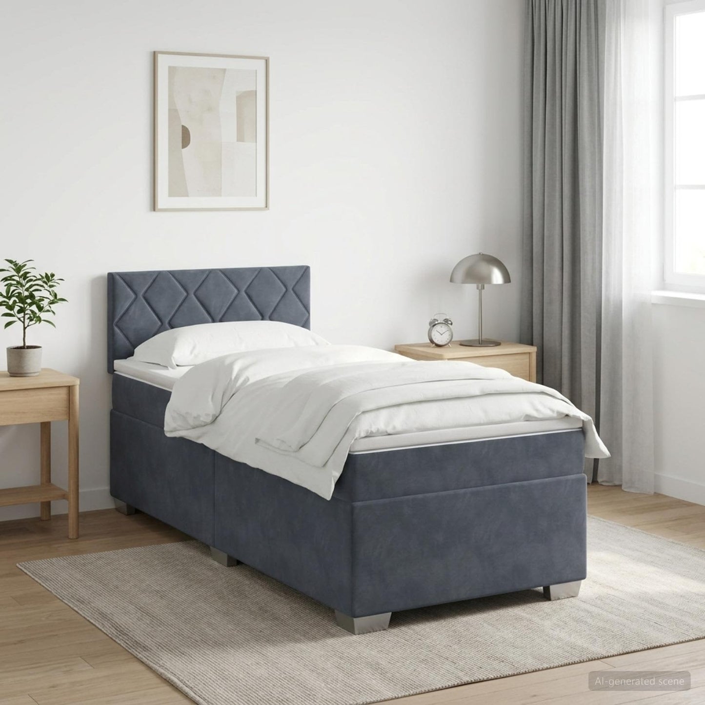 Boxspringbett mit Matratze und LED Dunkelgrau 80 x 200 cm Samt