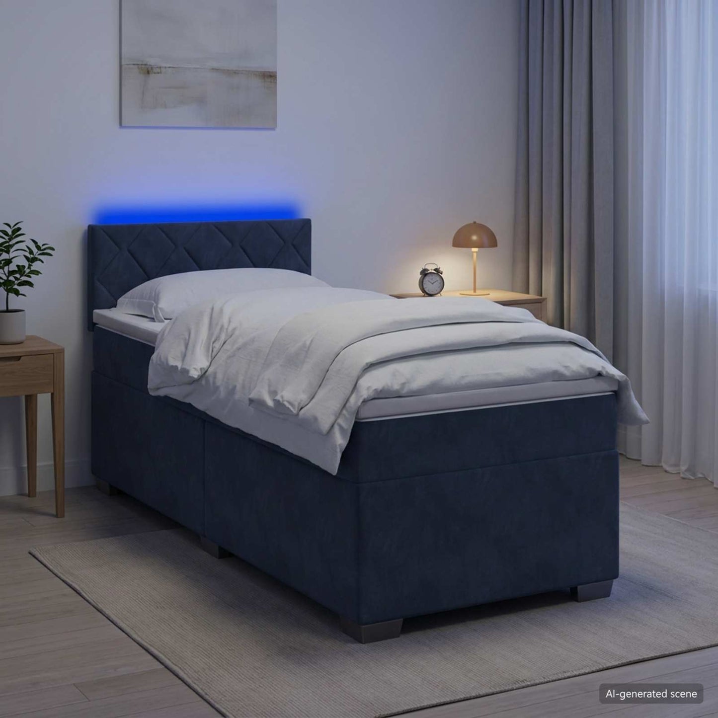 Boxspringbett mit Matratze und LED Dunkelgrau 80 x 200 cm Samt