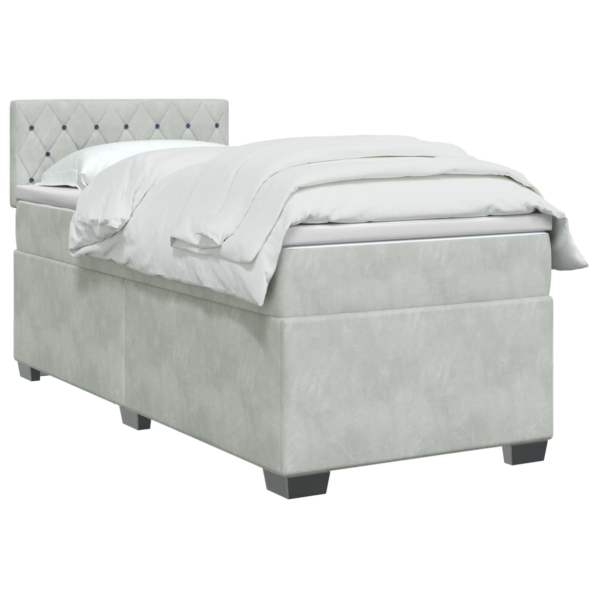 Boxspringbett mit Matratze und LED Hellgrau 90 x 190 cm Samt