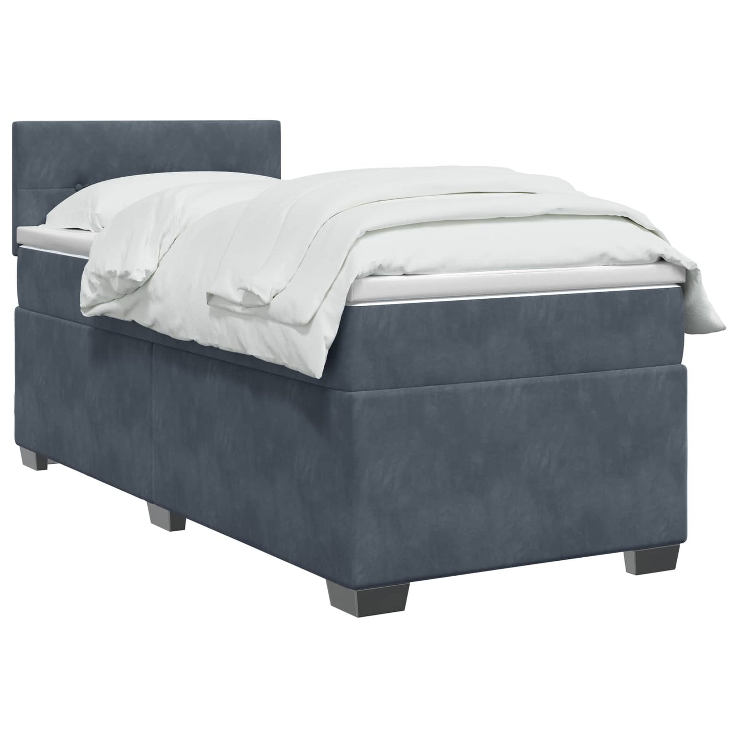 Boxspringbett mit Matratze und LED Dunkelgrau 90 x 190 cm Samt