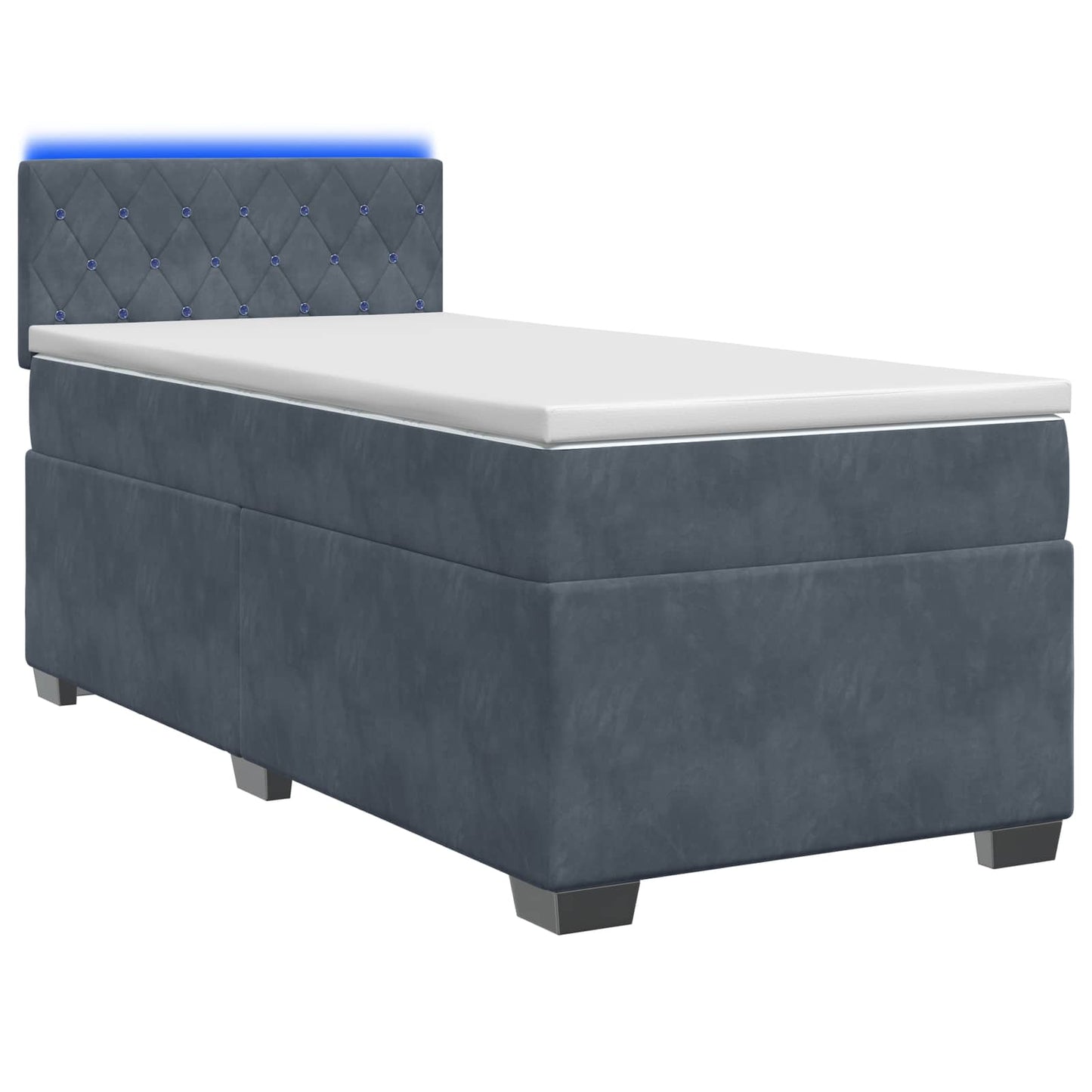 Boxspringbett mit Matratze und LED Dunkelgrau 90 x 200 cm Samt